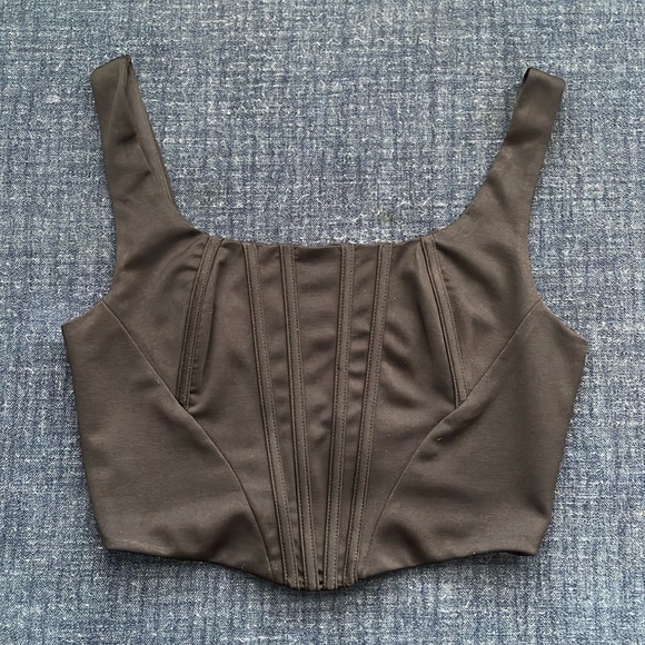 SHEIN Tops - Shein Black Zipper Back Corset Tank Size Large